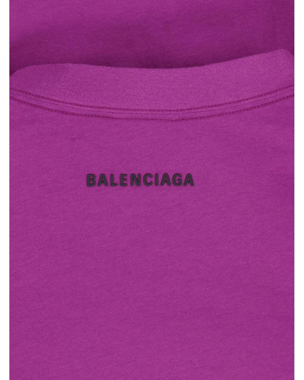 Balenciaga Purple Cotton T-Shirt