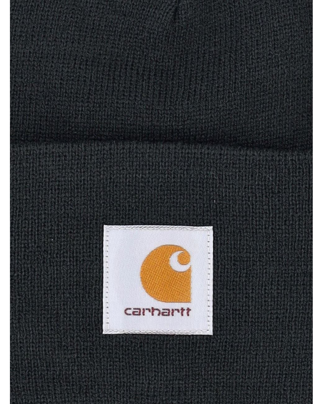 Carhartt Black Logo Patch Cuffed Beanie for men