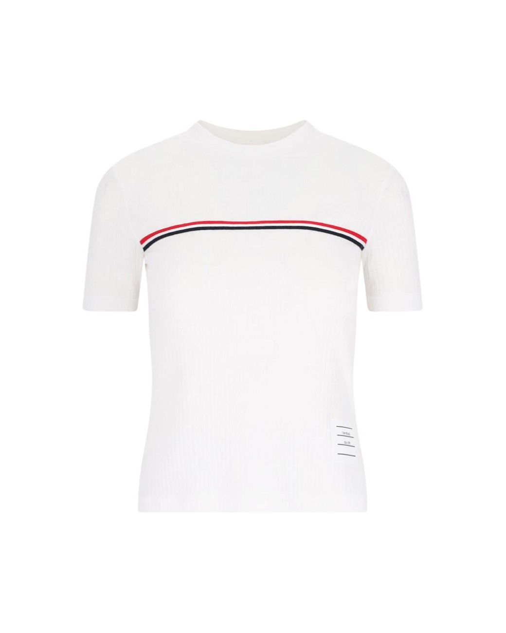 Thom Browne White Three Stripes Logo T-Shirt