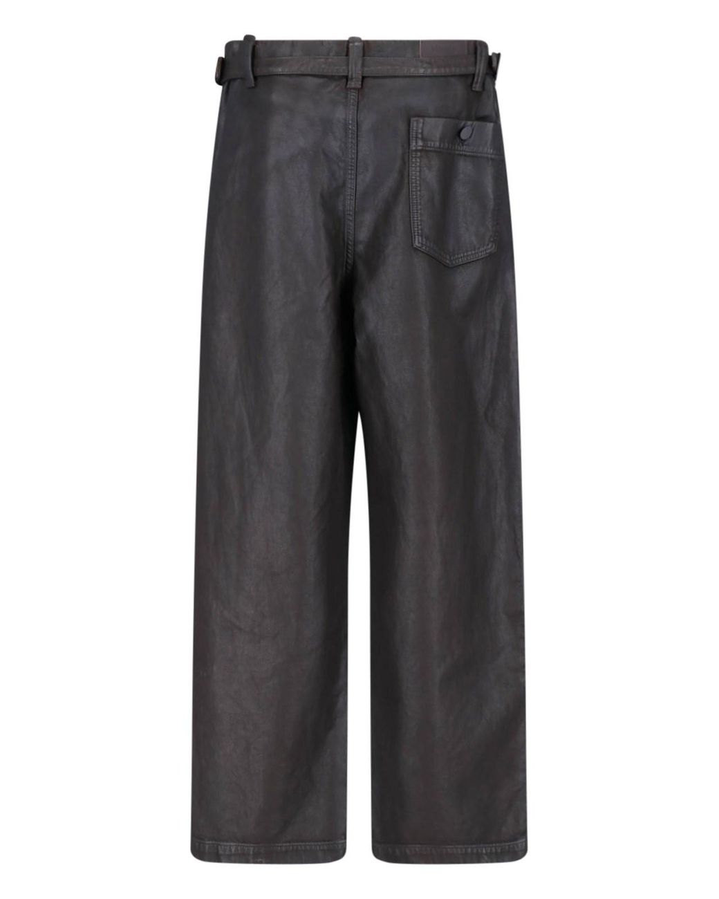 Lemaire Gray Cotton Trousers With Cowhide Detail for men
