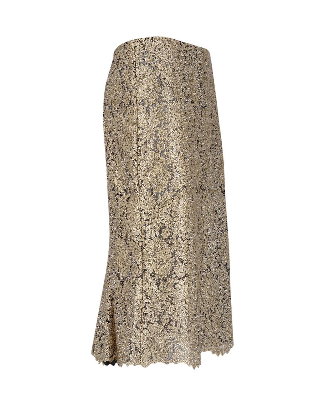 Ermanno Scervino Natural Floral Lace Midi Skirt