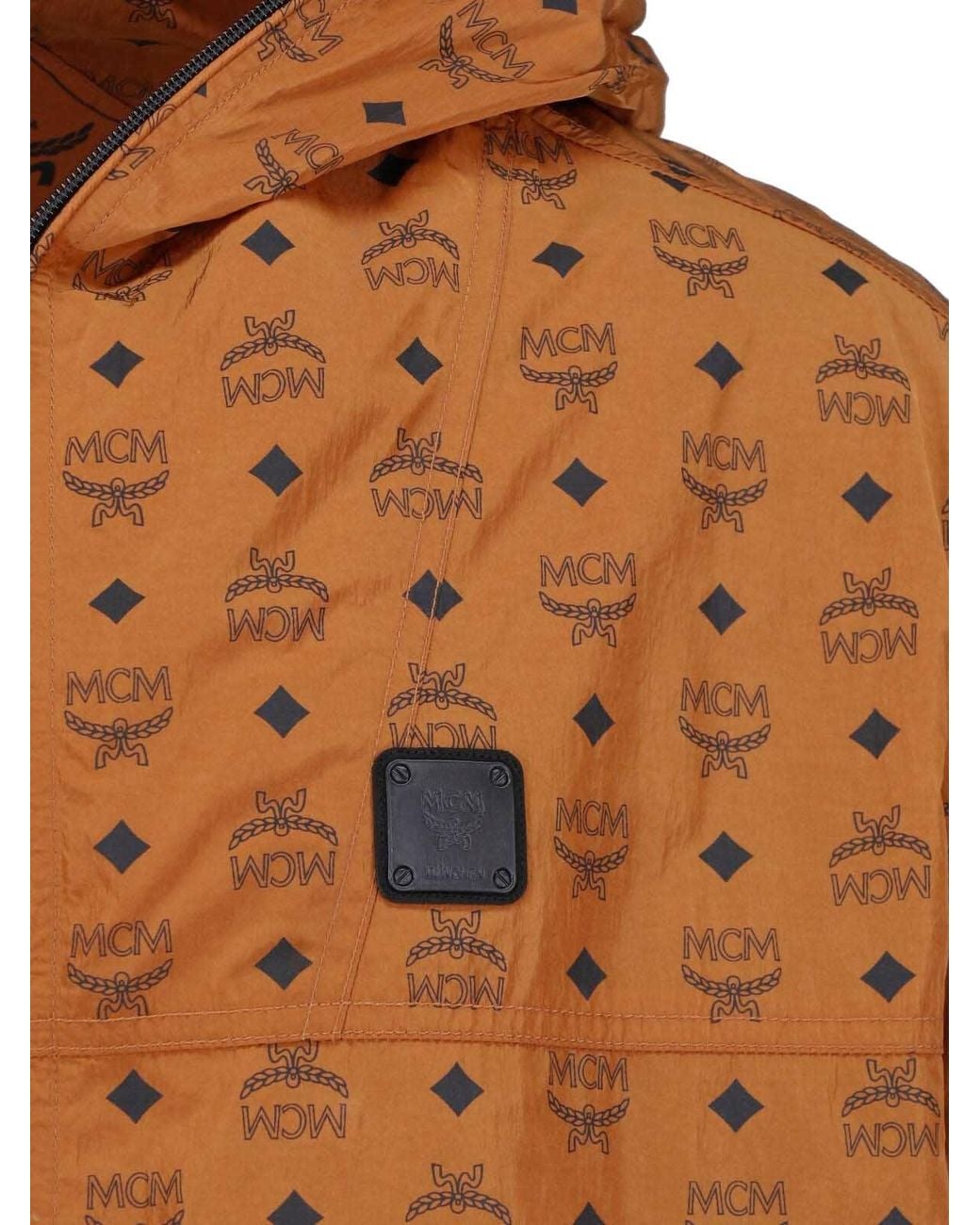 MCM Brown Hooded Logo Jacket for men