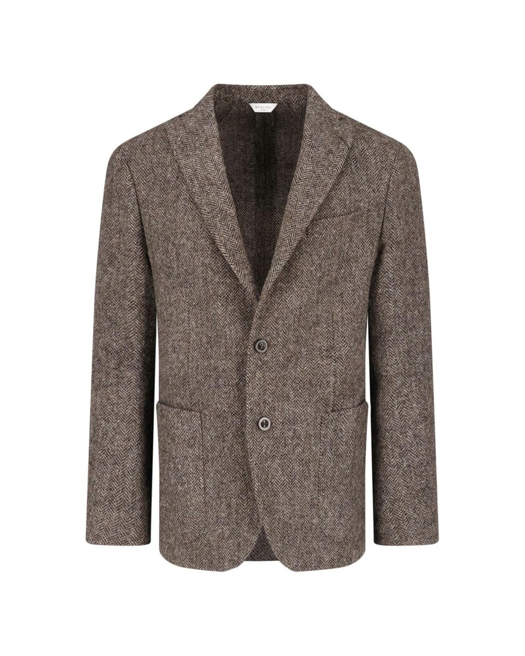 Boglioli Brown Single-Breasted Wool Blazer for men