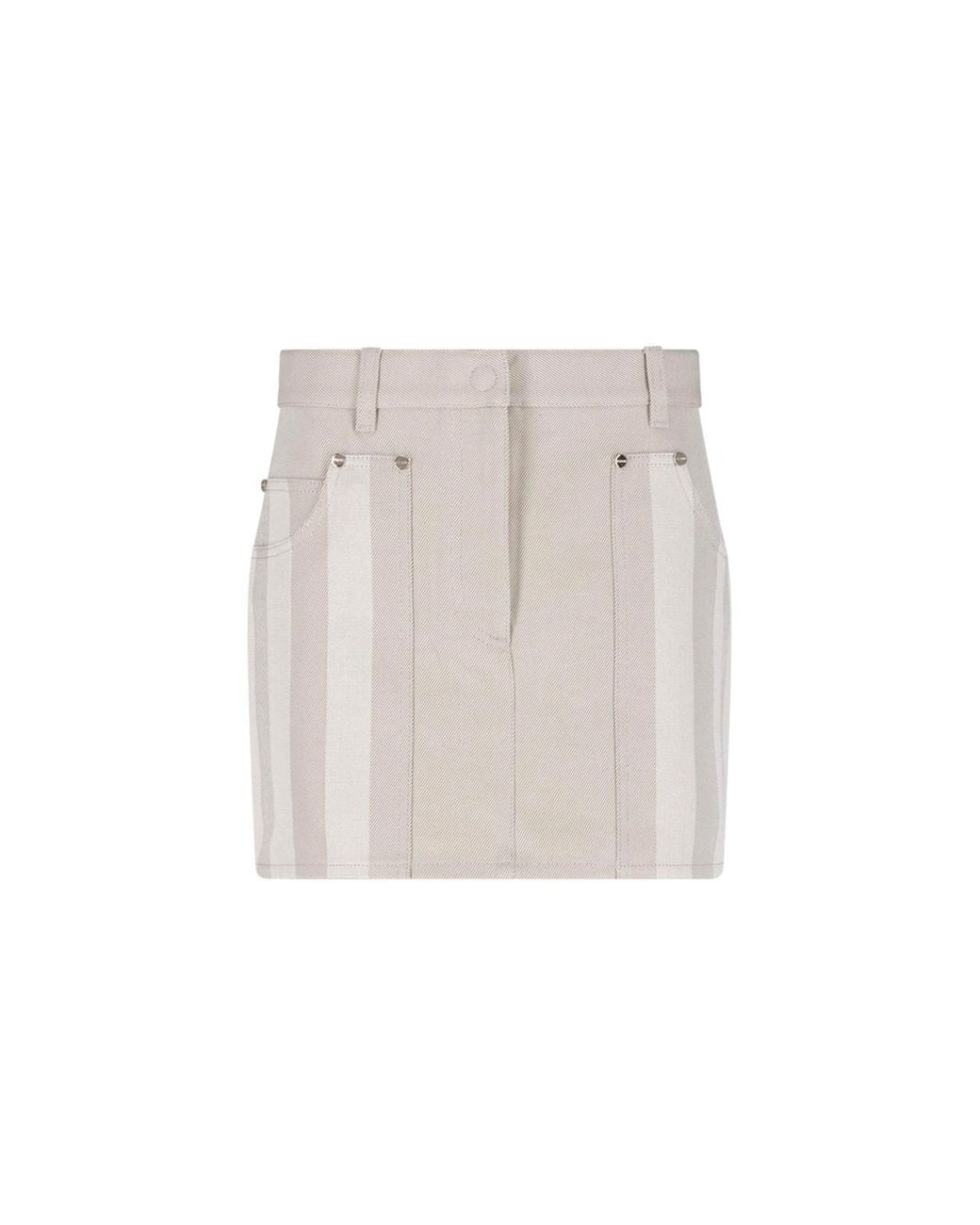 Fendi White Denim Drill Mini Skirt