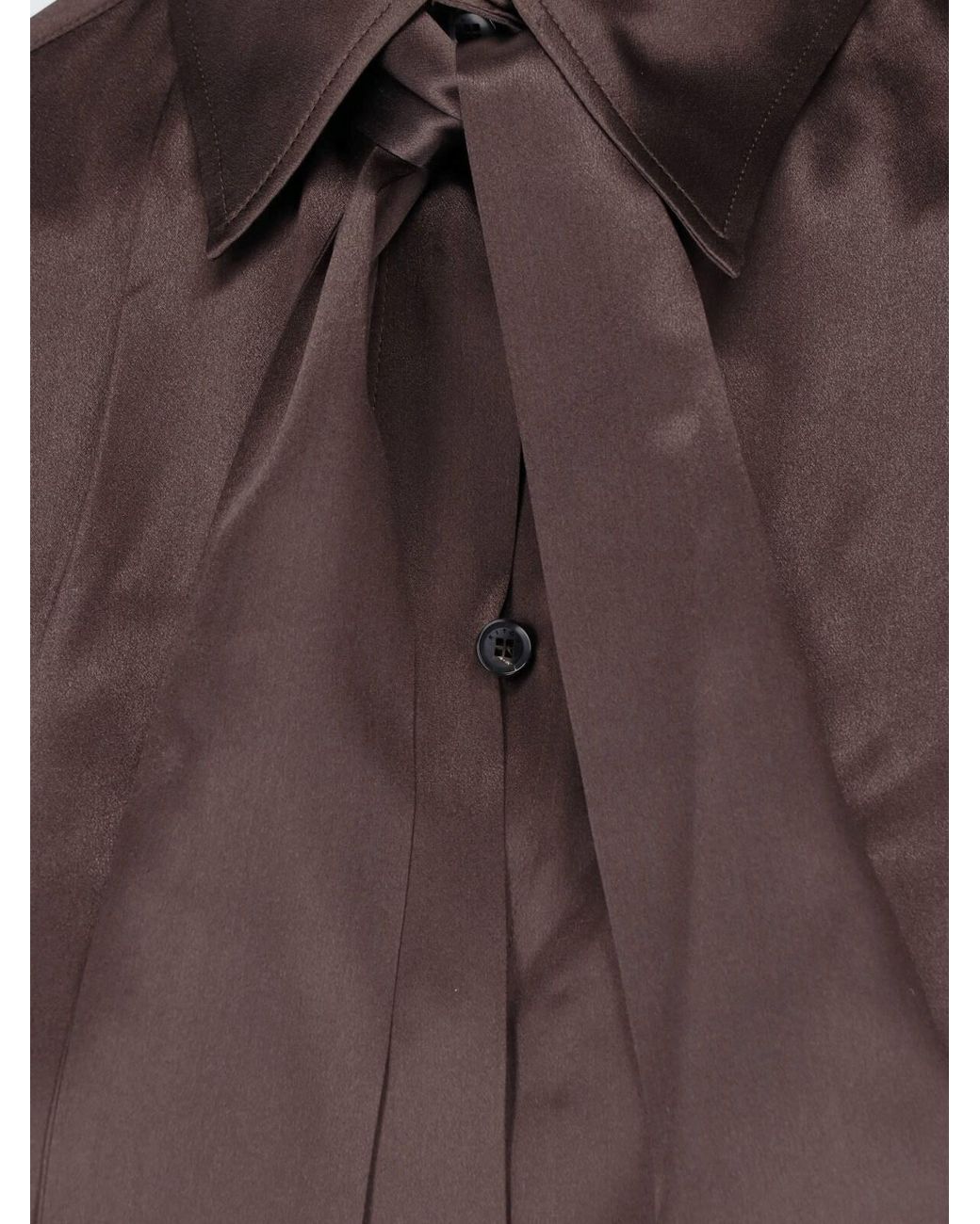 Kiton Brown Silk Button-Front Shirt For