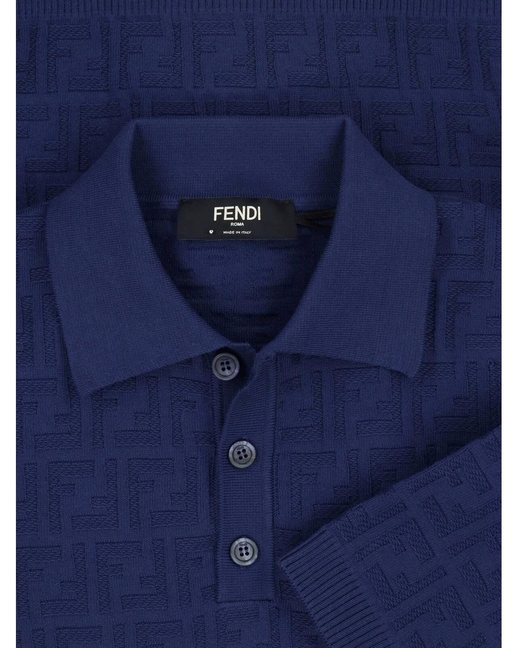 Fendi Blue Logo Polo Shirt for men
