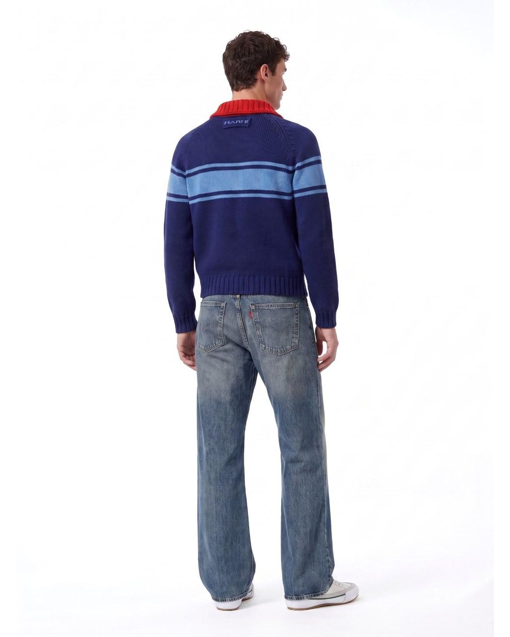 Marni Blue Contrasting Classic Collar Cotton Cardigan By for men