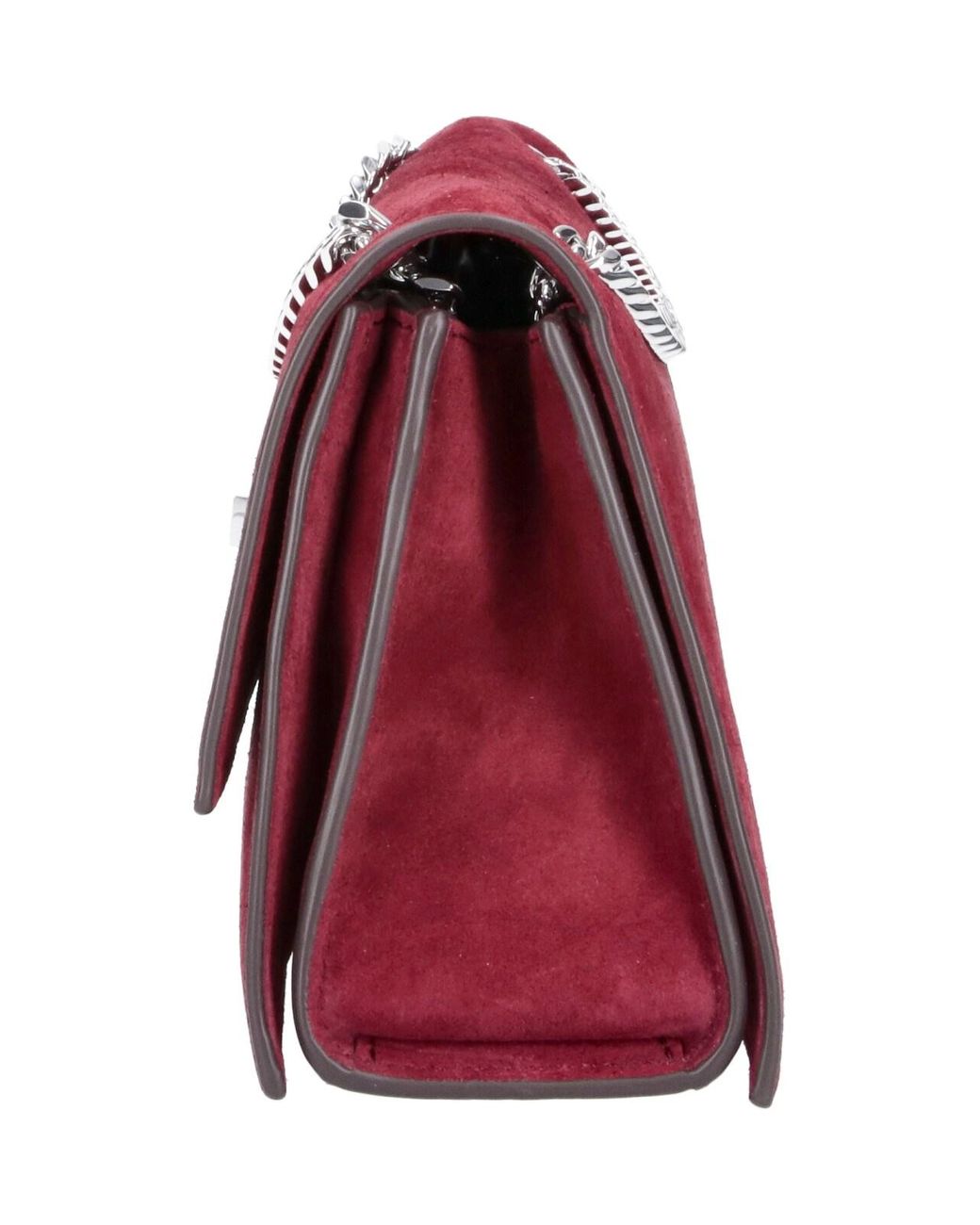 Tory Burch Red Suede Flap Shoulder Bag With Chain Strap