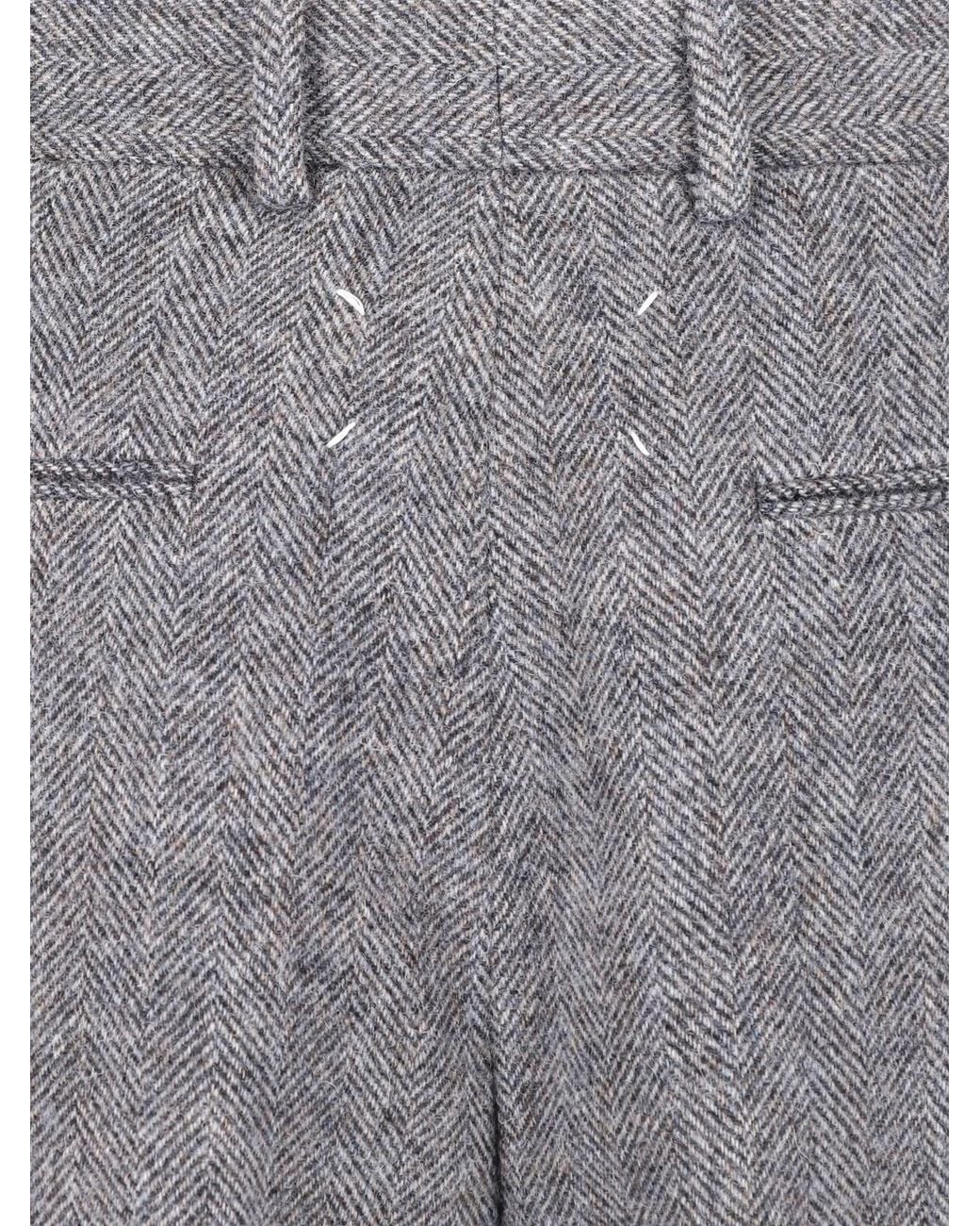 Maison Margiela Gray Tailored Wool Trousers With Hook And Button Closure for men