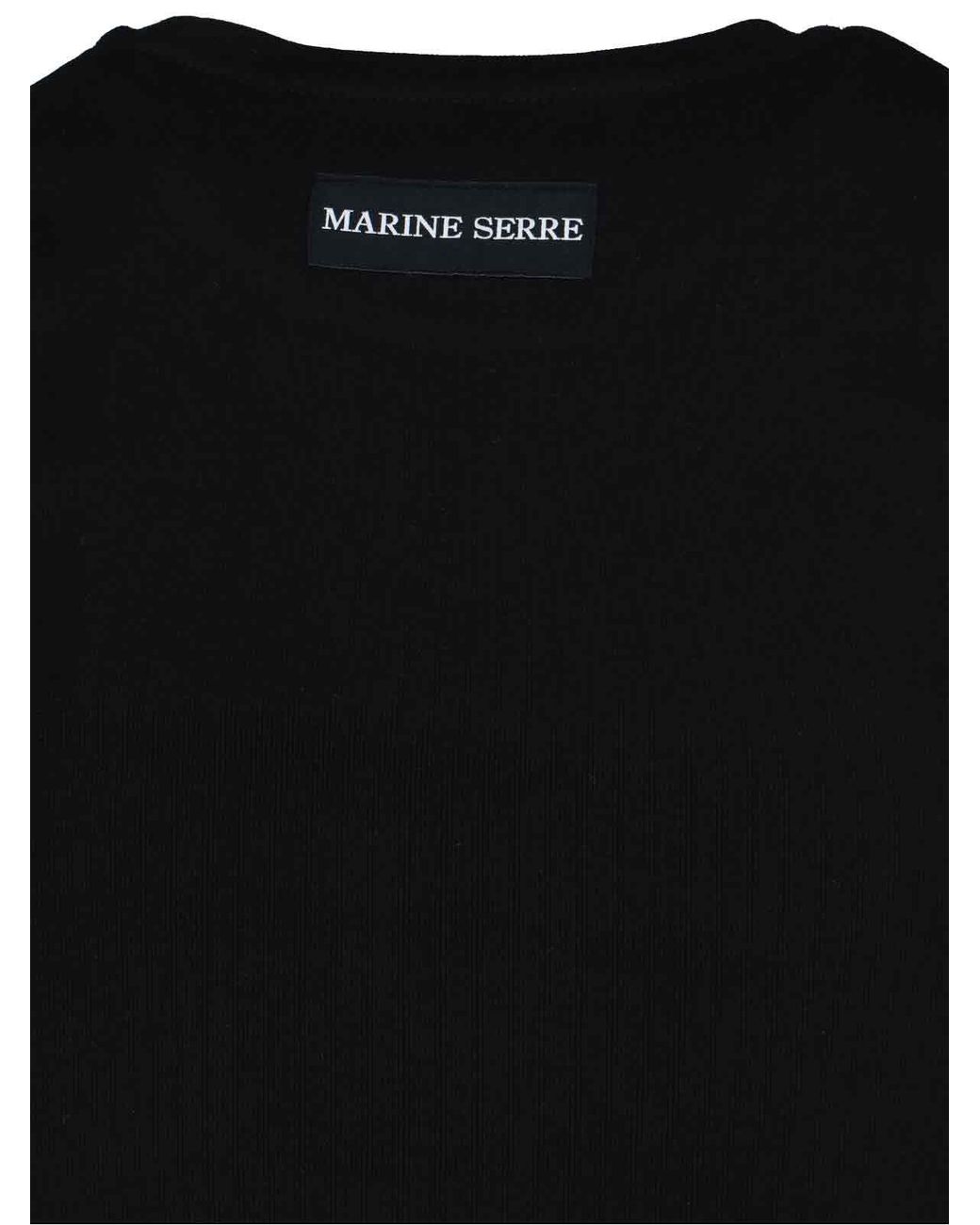MARINE SERRE Black "moon" Logo Crop T-shirt