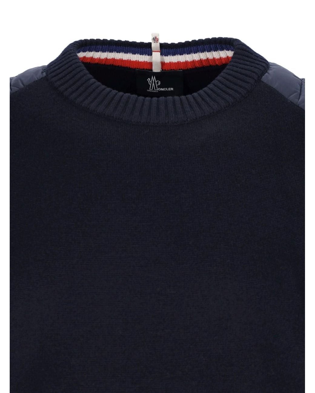 Moncler Blue Virgin Wool Blend Crewneck Sweater for men
