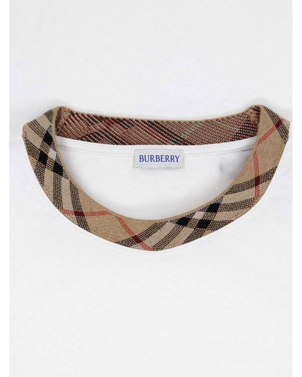 Burberry White T-Shirt “Check” for men