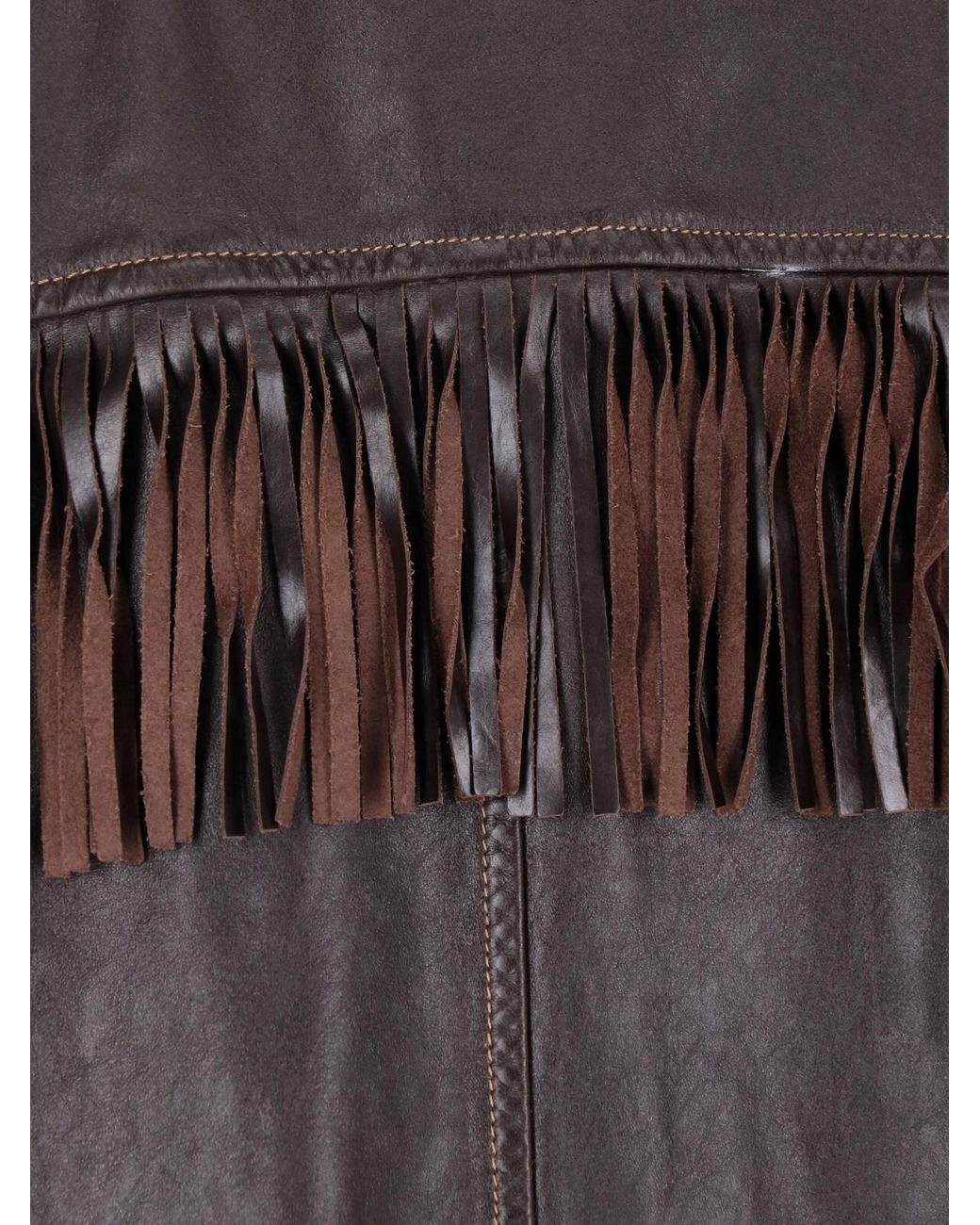 Polo Ralph Lauren Black Fringed Leather Jacket With Classic Collar