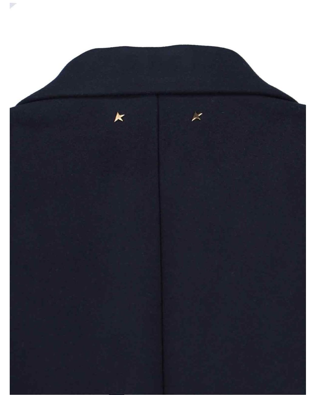Golden Goose Deluxe Brand Blue Wool Blend Coat With Star Logo for men