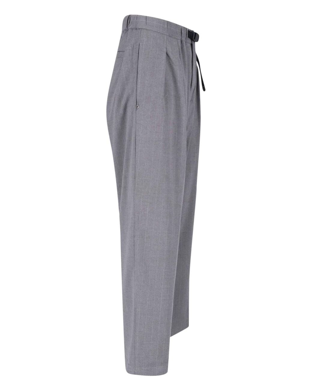 White Sand Gray Straight-Leg Belt Trousers for men