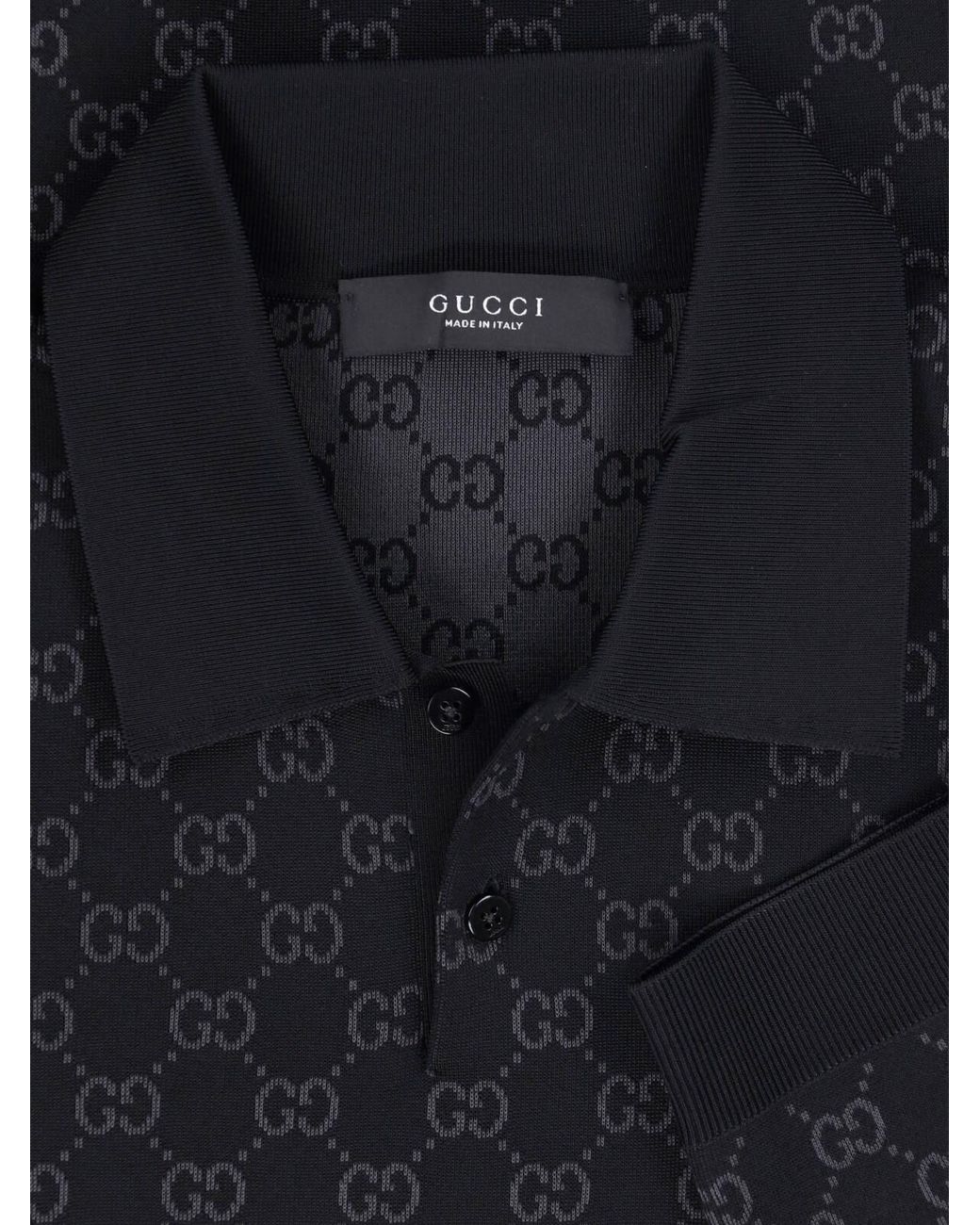 Gucci Blue Jacquard Viscose Polo "Gg" for men