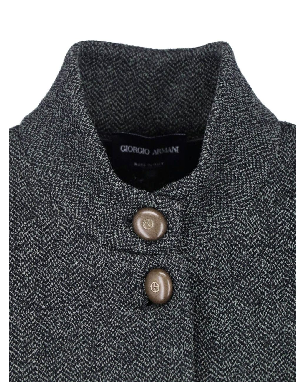 Giorgio Armani Black Tailored Herringbone Jacket