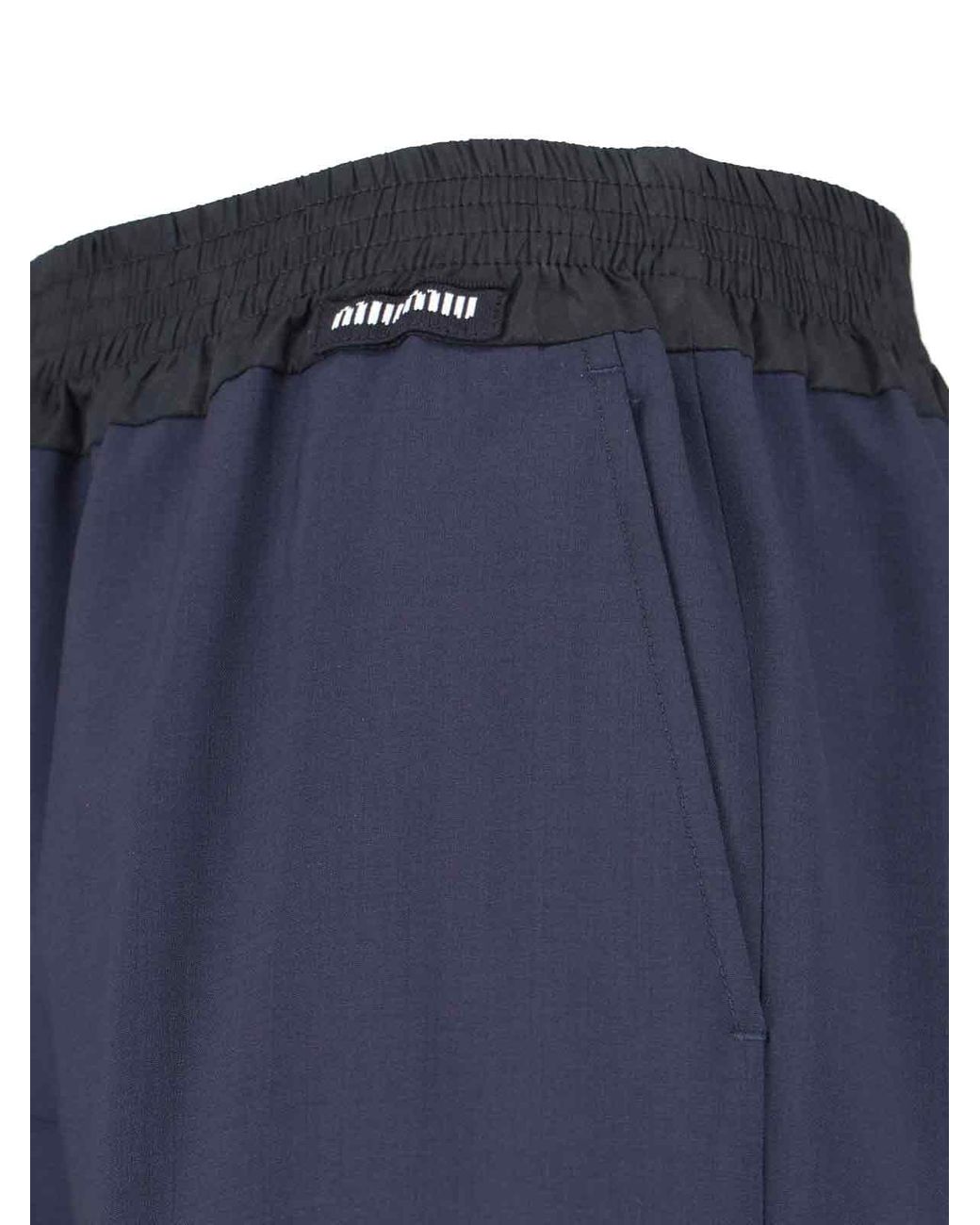 Miu Miu Blue Virgin Wool Logo Pants