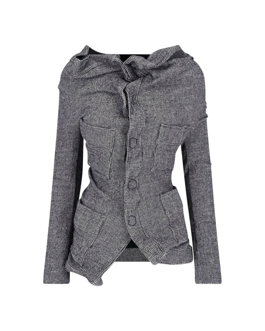 Junya Watanabe Gray Asymmetric Wool-Blend Jacket