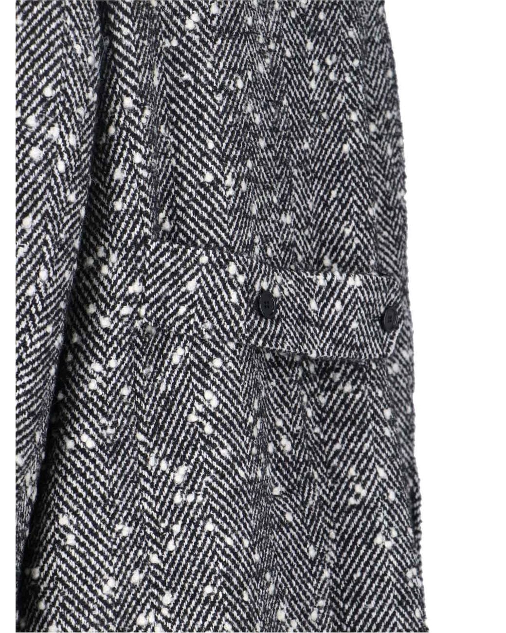 Dolce & Gabbana Gray Double-Breasted Virgin Wool Blend Coat for men