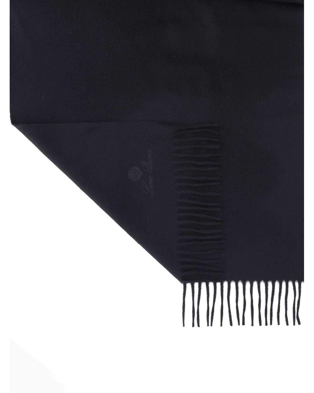 Loro Piana Black Fringed Scarf "Grande Unita"