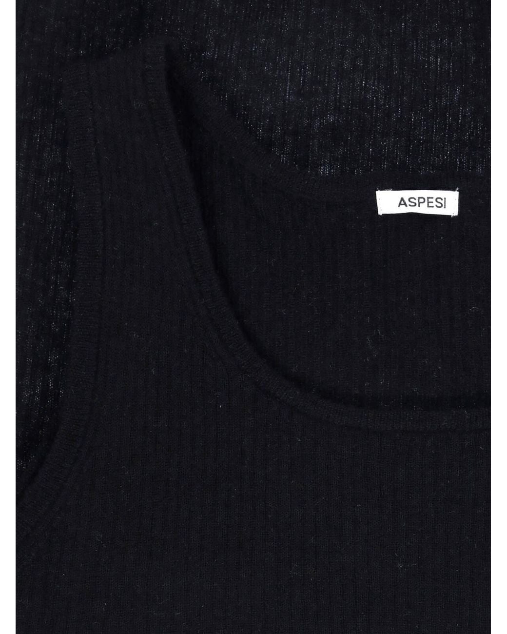 Aspesi Black Wool Blend Tank Top