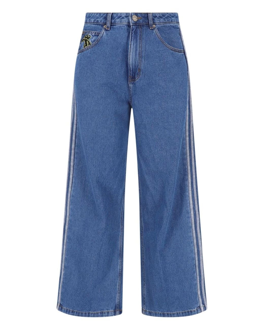 Adidas Blue Wide-Leg Denim Jeans With Logo Detail for men