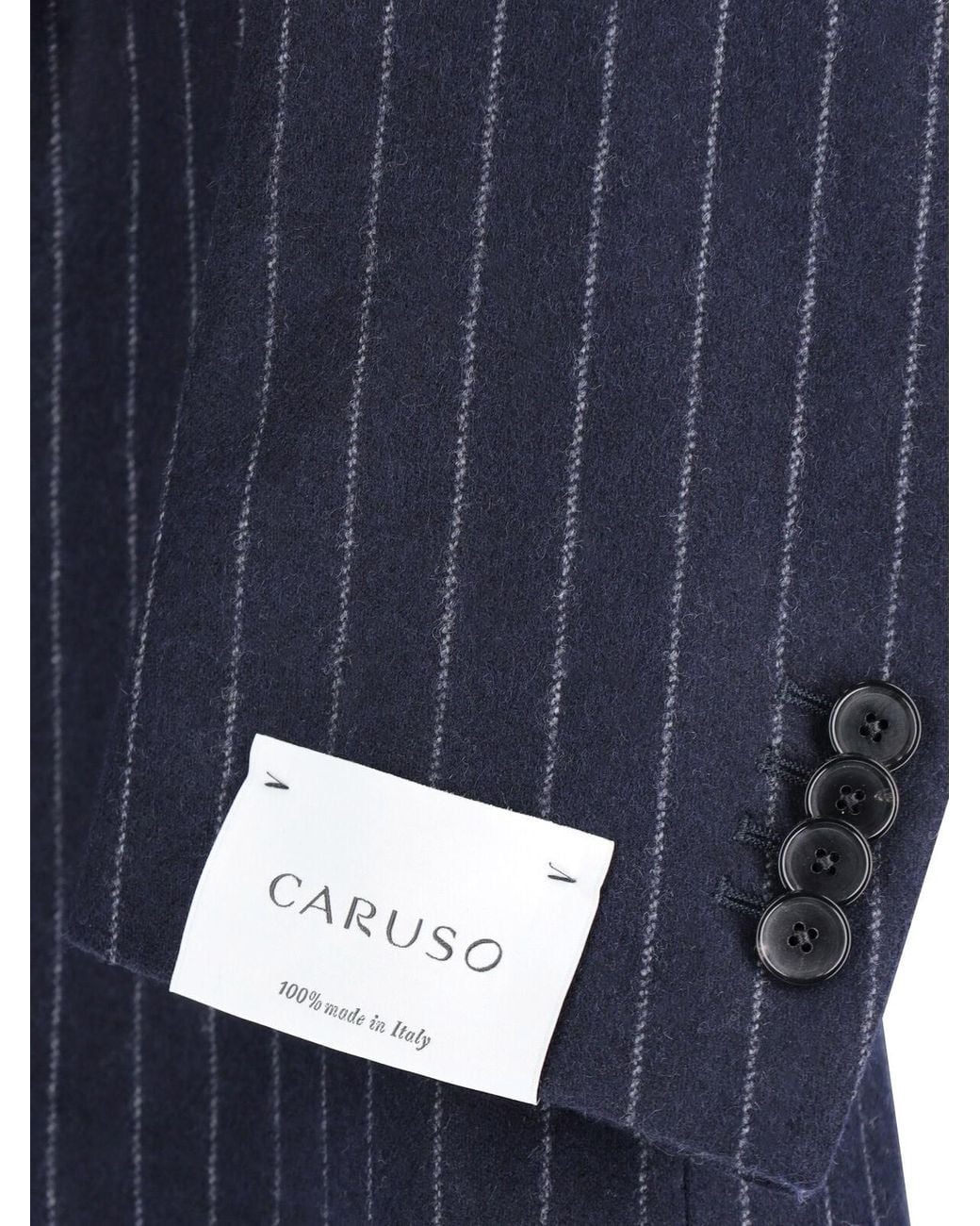 Caruso Blue Double-Breasted Wool Suit for men