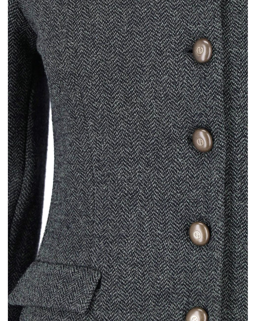 Giorgio Armani Black Tailored Herringbone Jacket