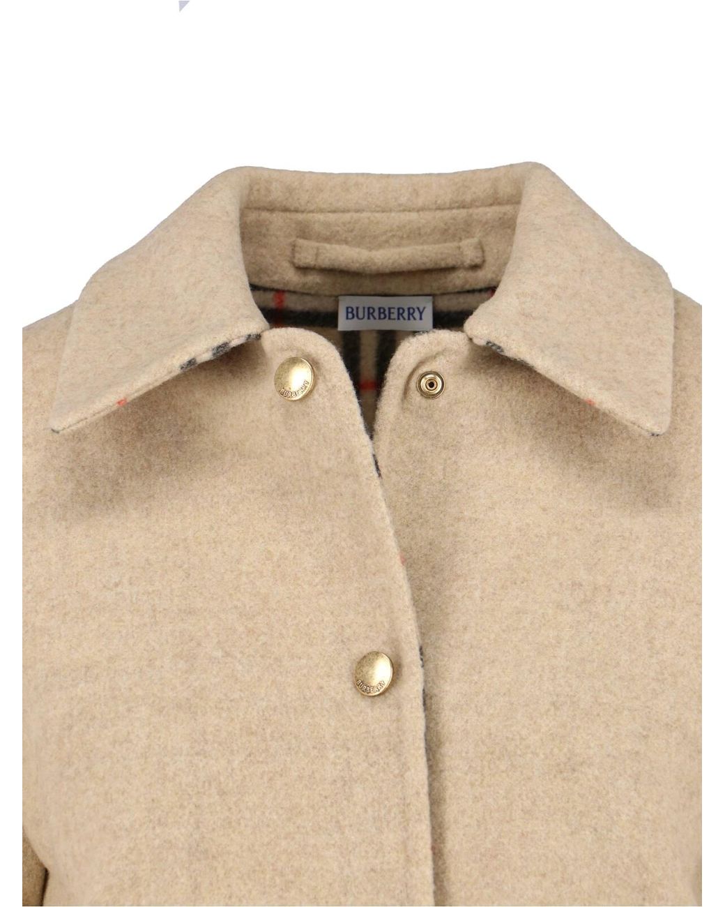Burberry Natural Wool Button-Front Shirt Jacket