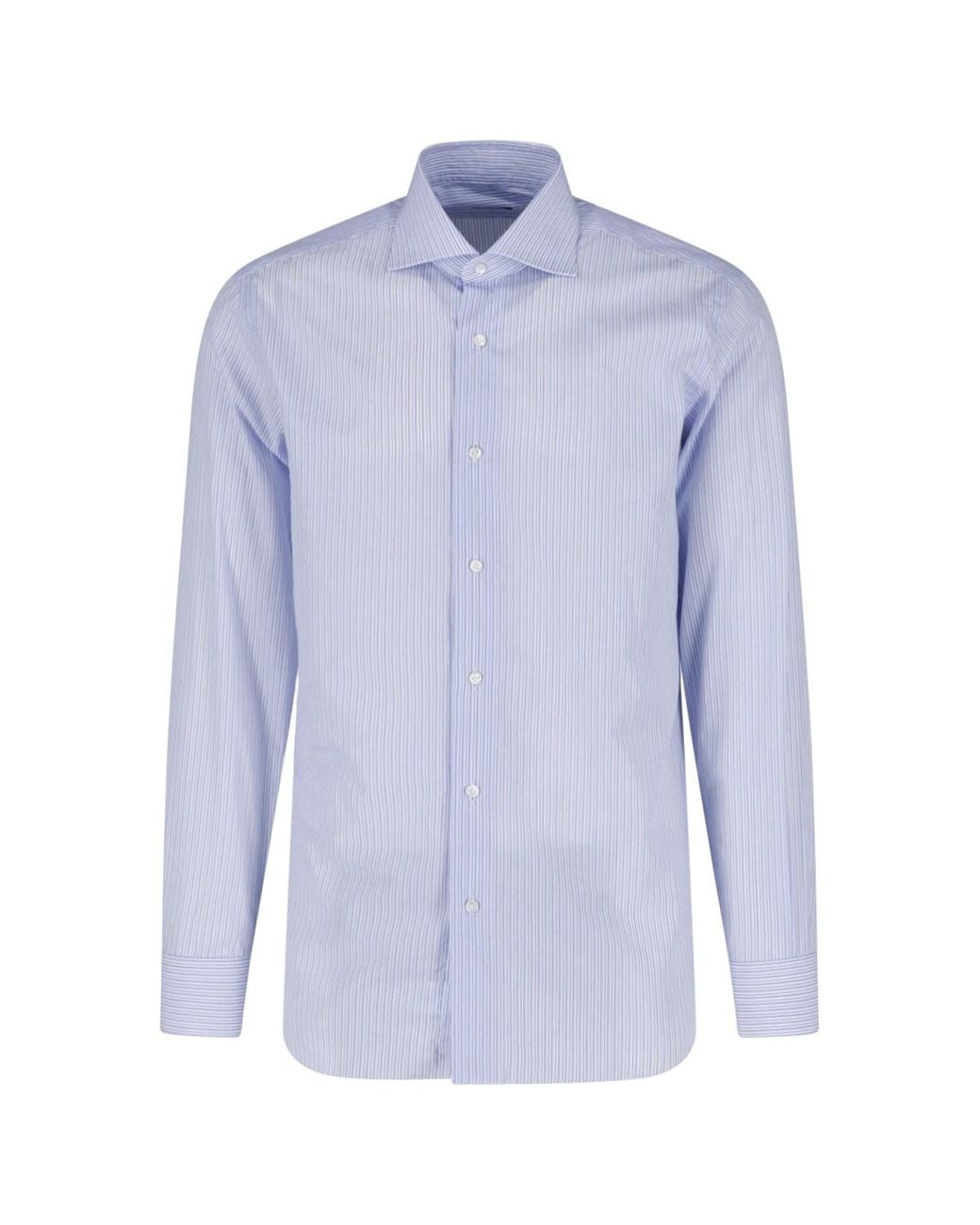 Barba Napoli Blue Cotton Shirt for men