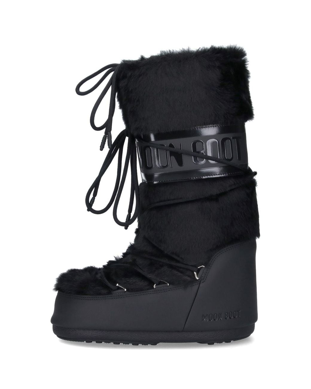 Moon Boot Black 'Icon' Faux Fur Boots
