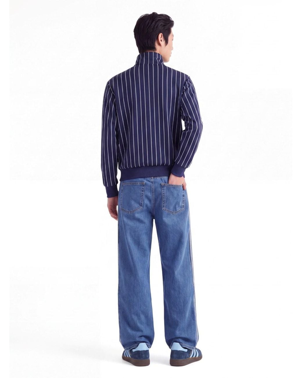 Adidas Blue Wide-Leg Denim Jeans With Logo Detail for men