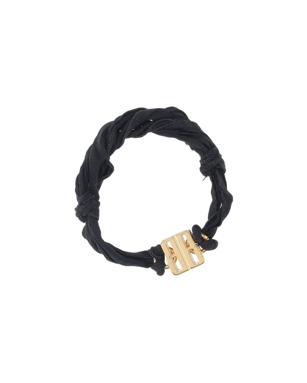 Balenciaga Black Braided Fabric Bracelet With Buckle Clasp