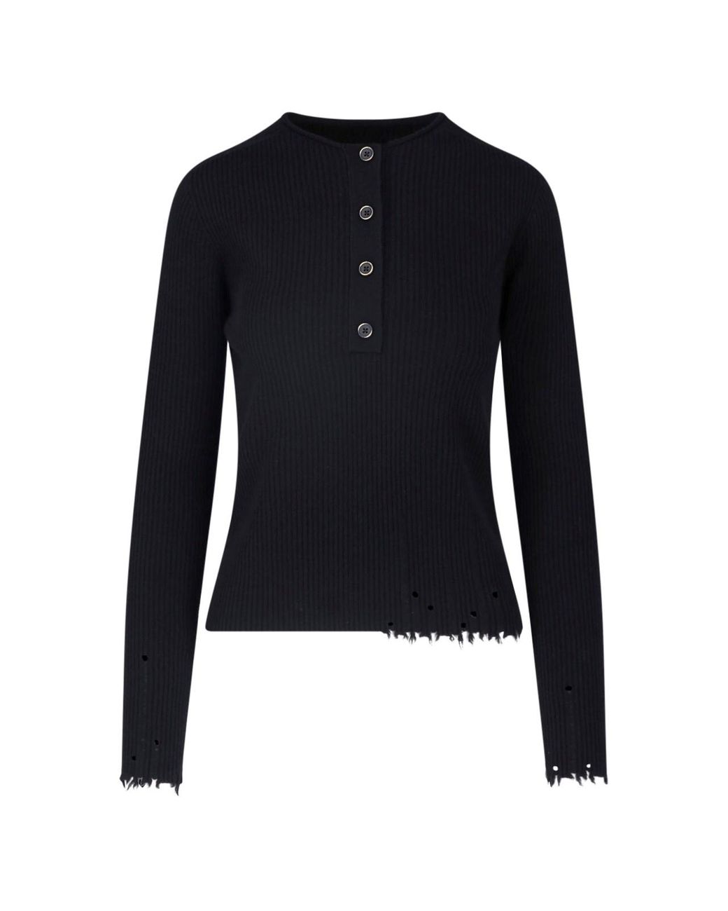 Uma Wang Blue Ribbed Cashmere Button-Front Cardigan