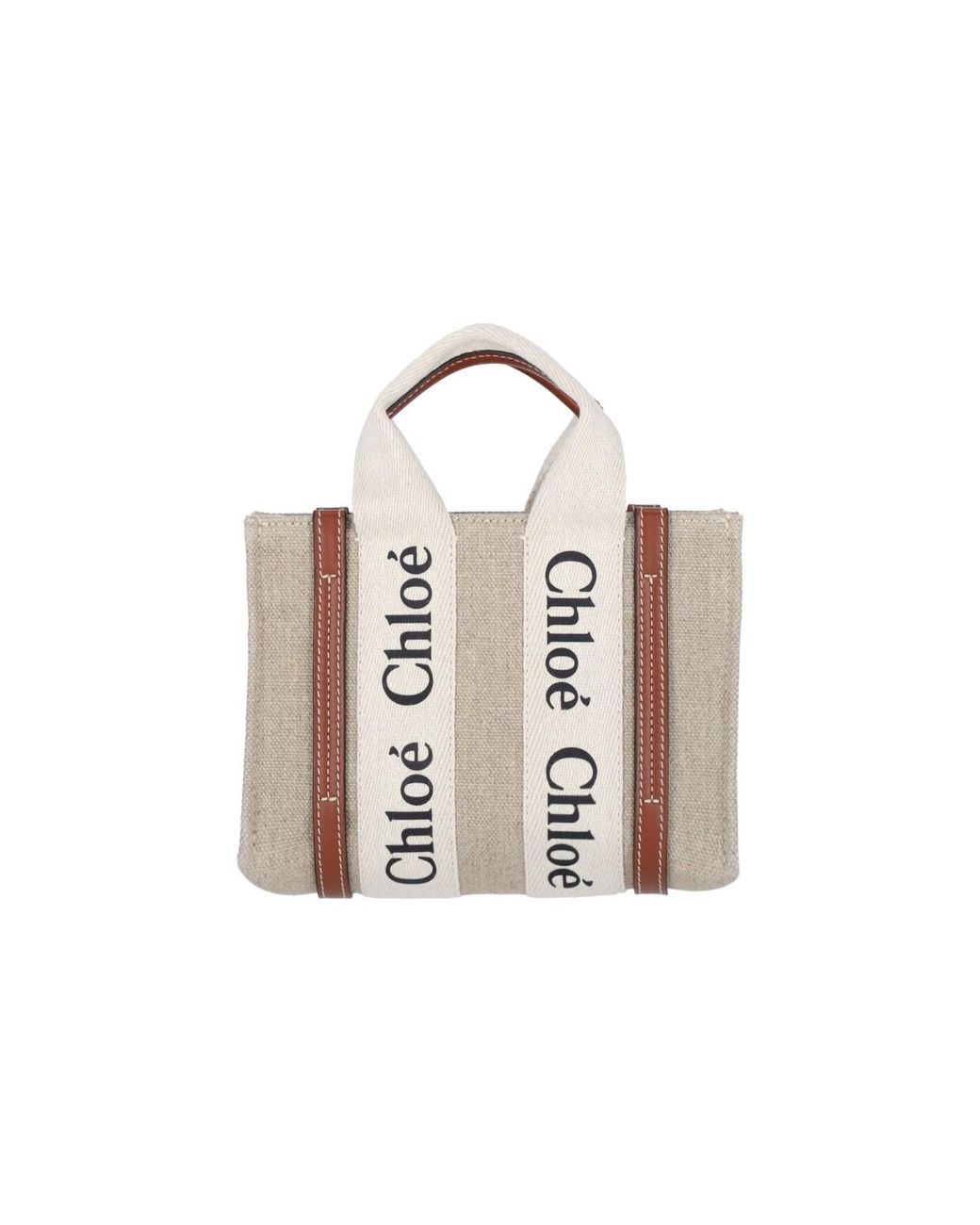 Chloé White Linen And Calf Leather Handbag