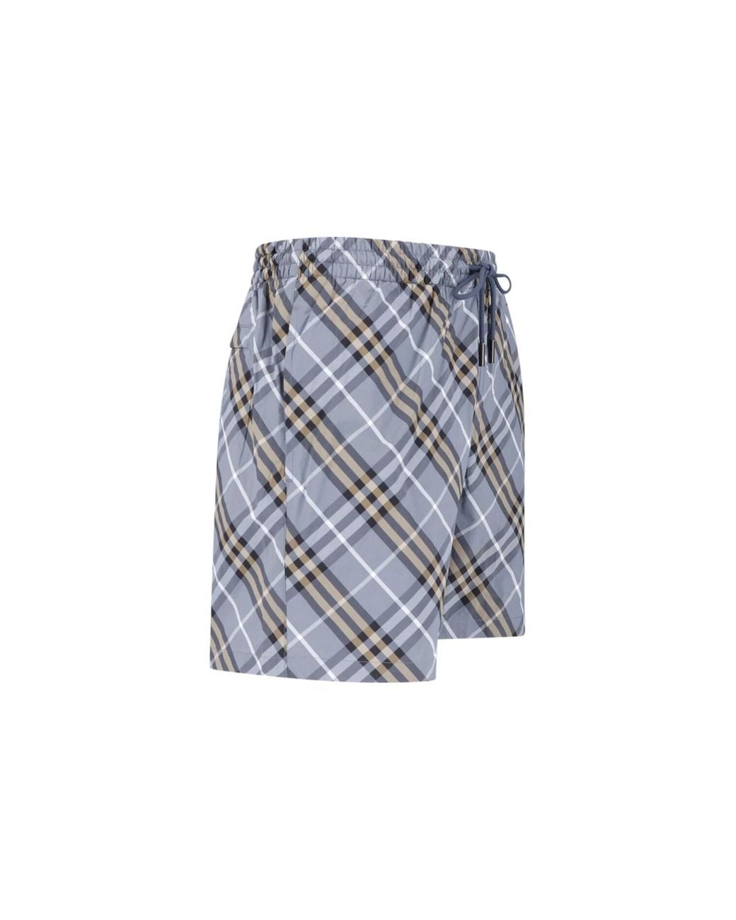 Burberry Blue Plaid Drawstring Swim Shorts for men