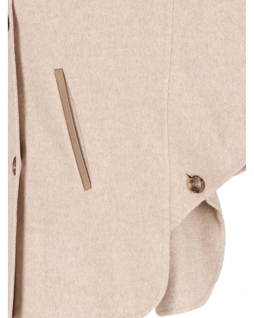 Max Mara Natural Double-Breasted Cashmere Cape