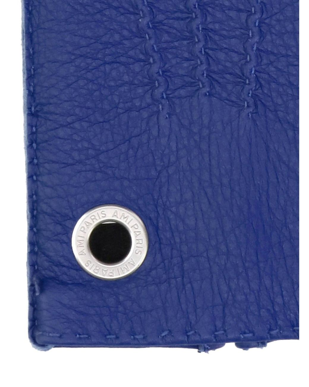AMI Blue Leather Gloves