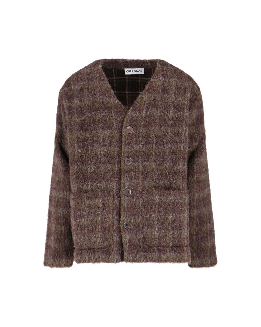 Our Legacy Brown Plaid Cardigan for men