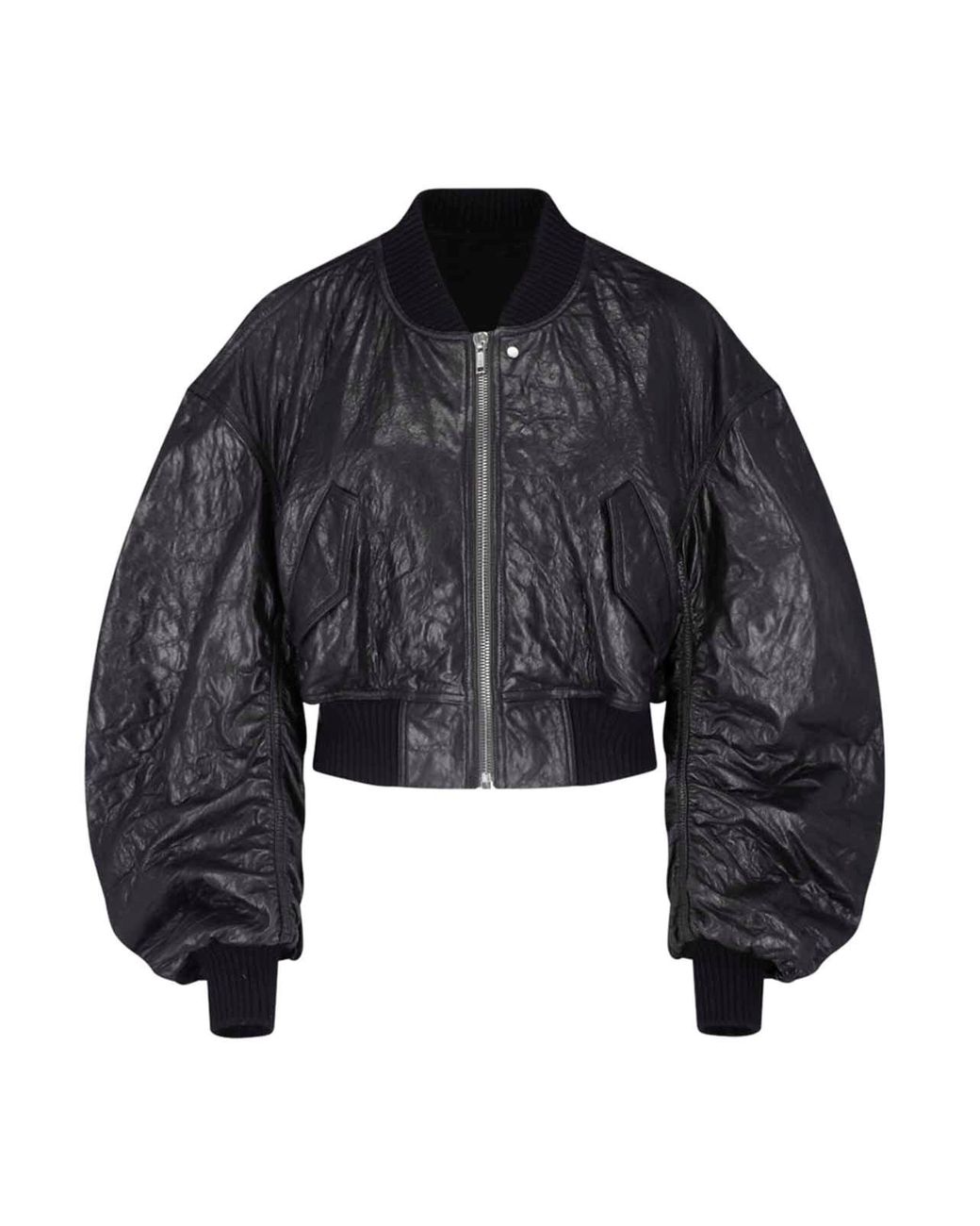 Rick Owens Blue Lambskin Bomber Jacket