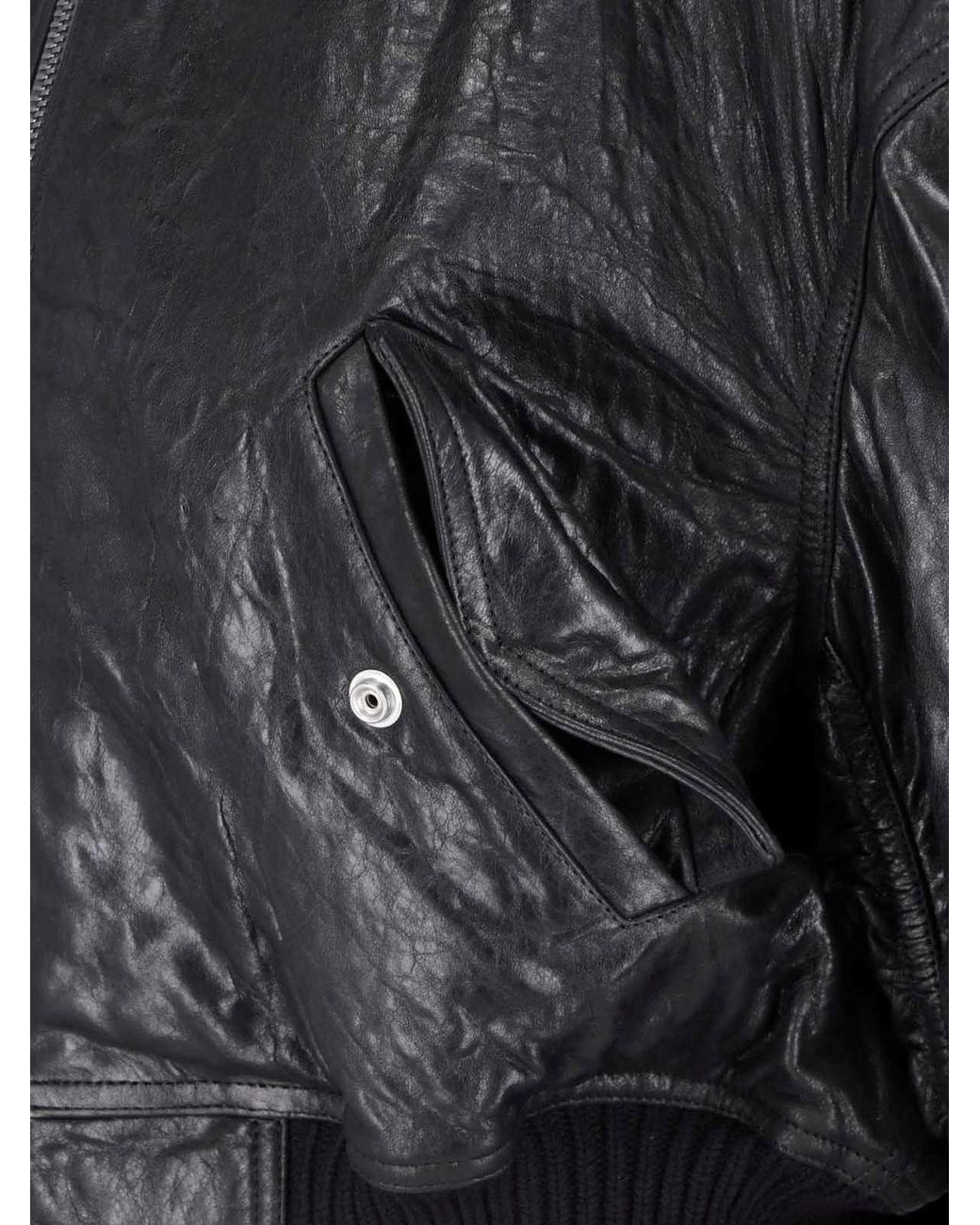 Rick Owens Blue Lambskin Bomber Jacket