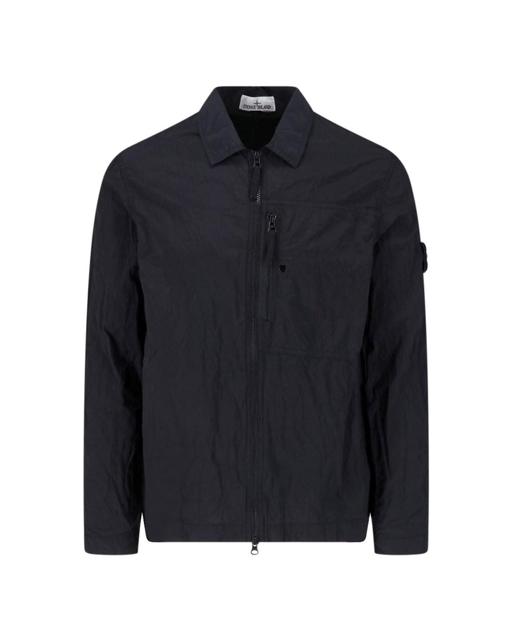 Stone Island Blue Zip Shirt "1200041 Nylon Metal" for men