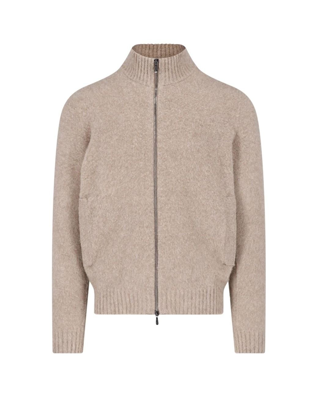 Drumohr Natural Wool Zip Sweatshirt for men