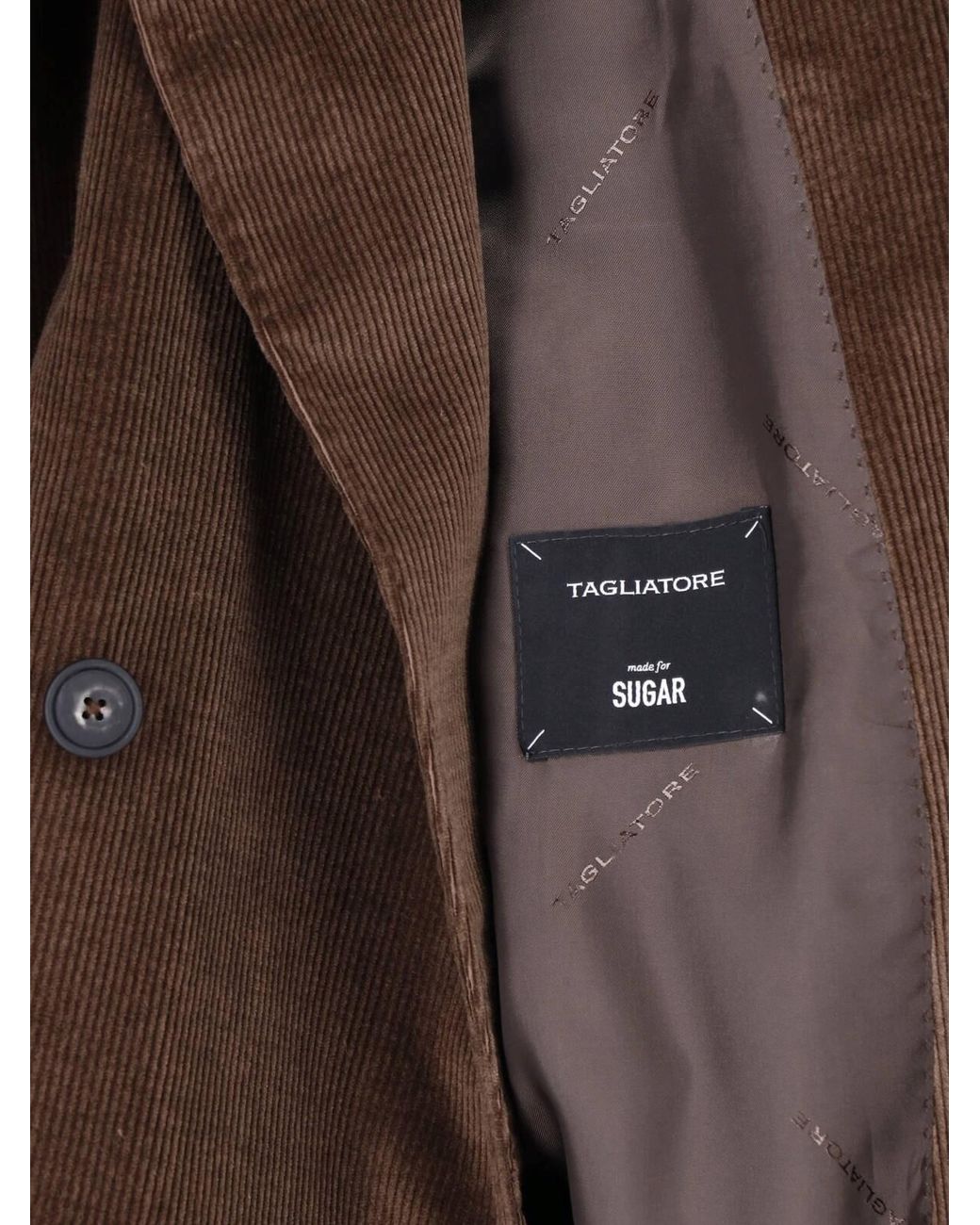Tagliatore Brown Double-Breasted Corduroy Blazer Jacket