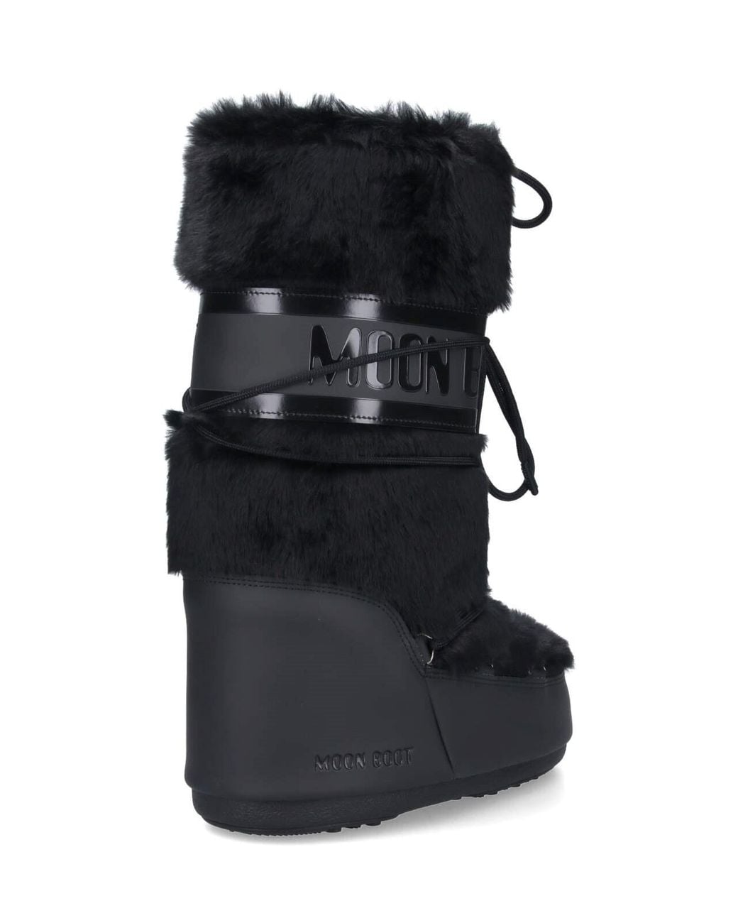 Moon Boot Black 'Icon' Faux Fur Boots