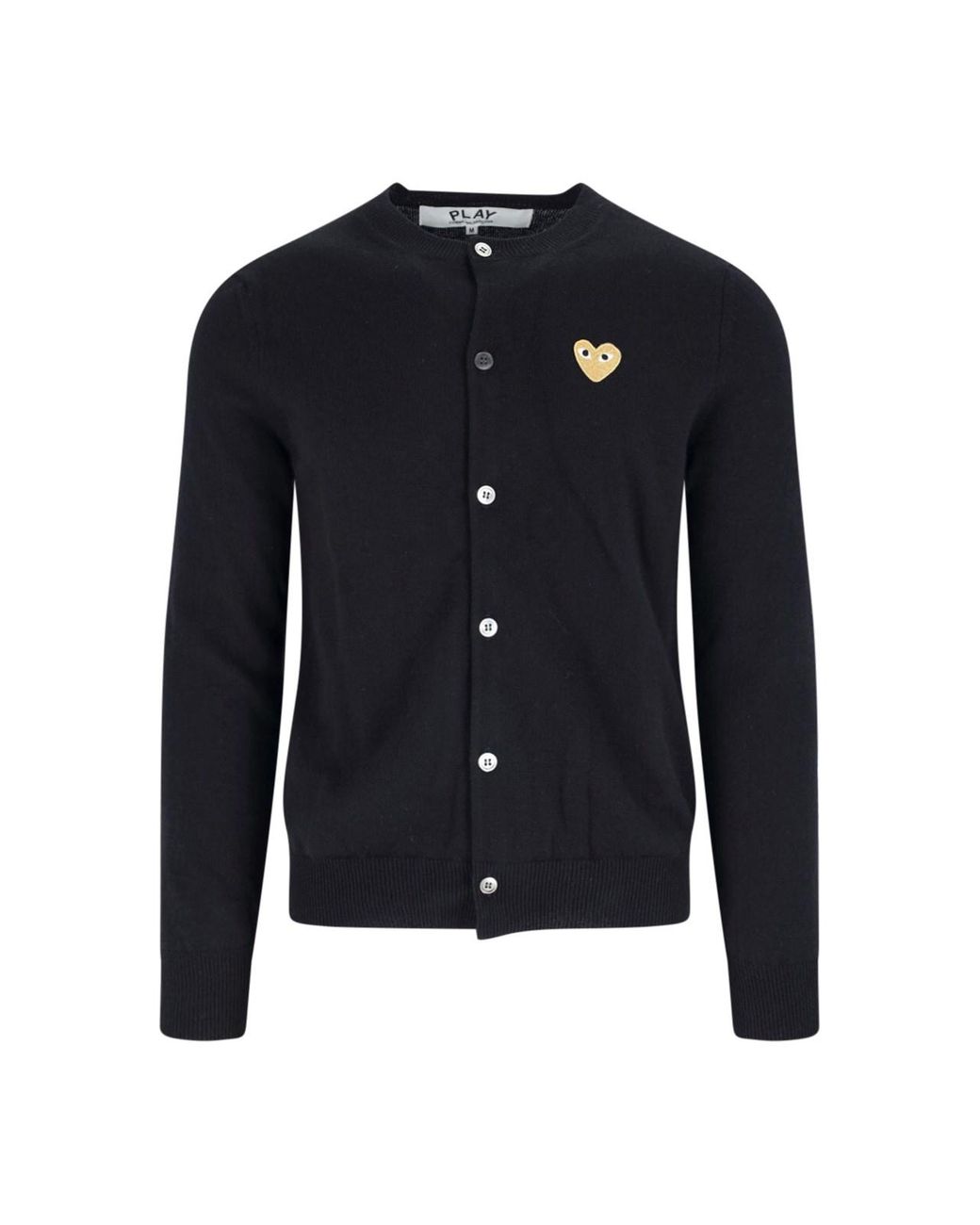 COMME DES GARÇONS PLAY Blue Round Neck Contrast Logo Wool Cardigan