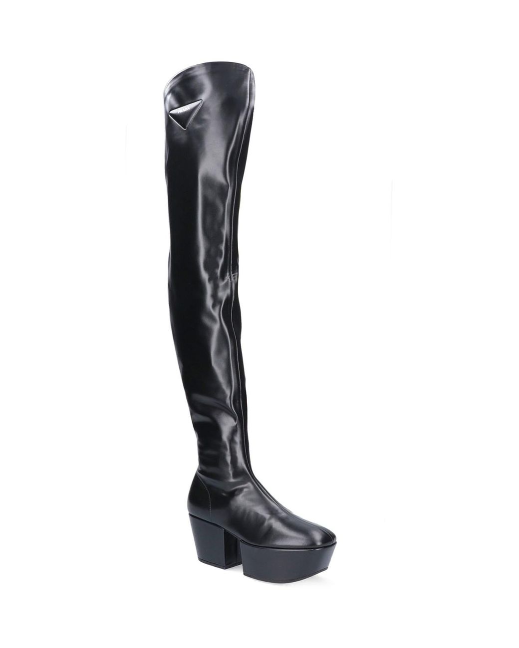 Prada Over-the-knee Platform Boots in Black | Lyst