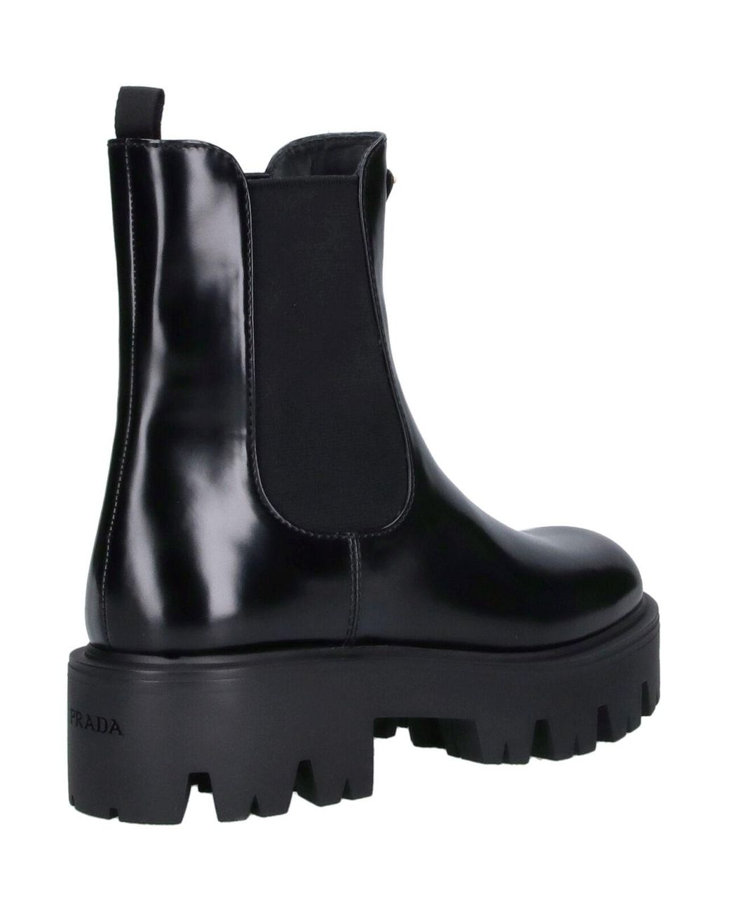 Prada Black Brushed Leather Ankle Boots