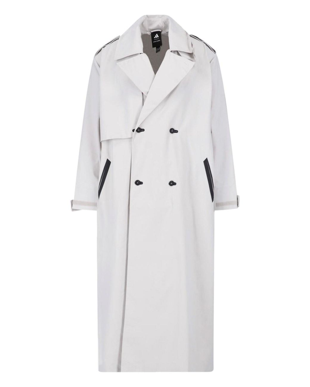 Adidas Gray Long Double-Breasted Trench Coat for men